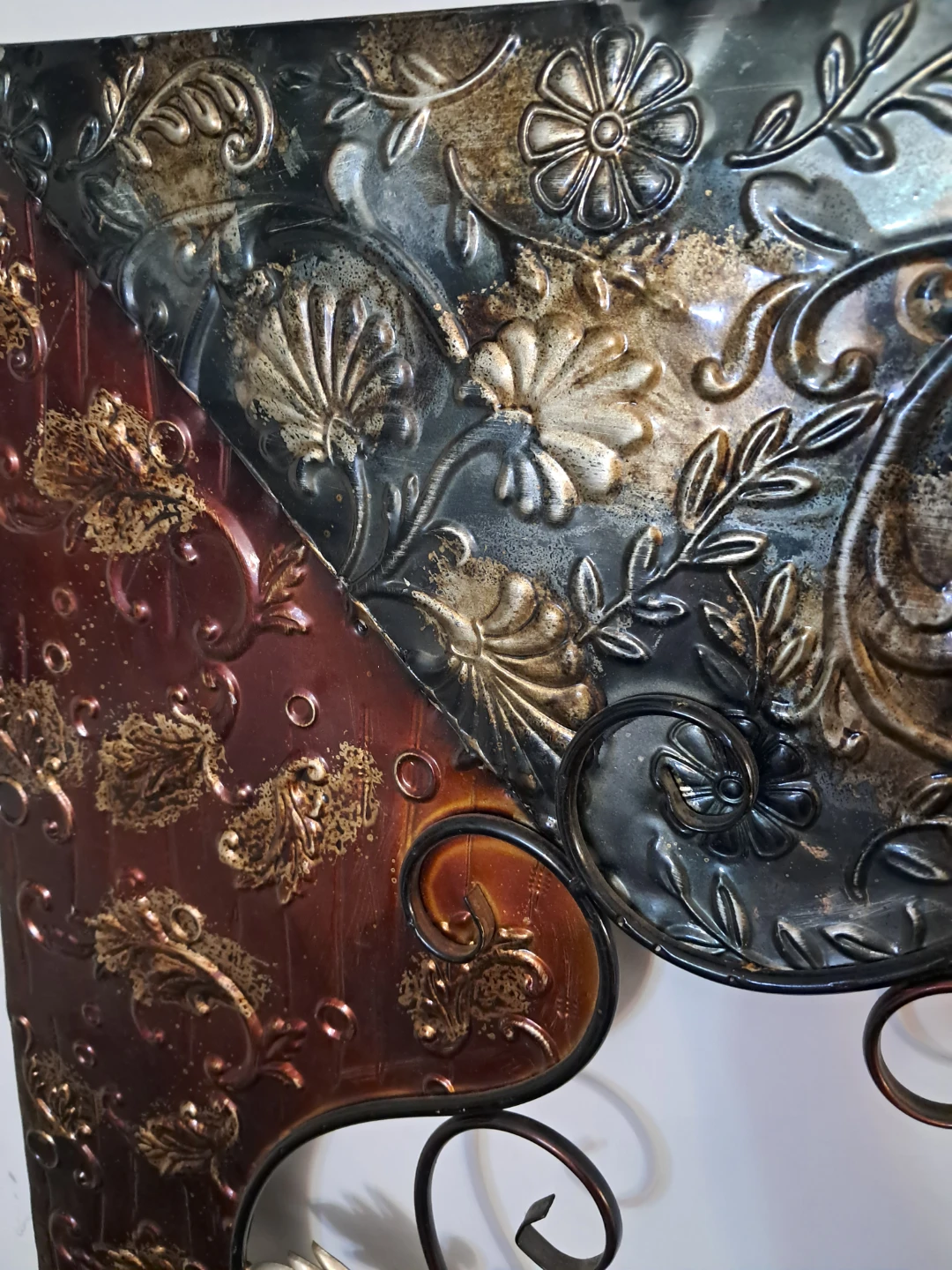 HUGE 60X36in Metal Wall Art with Floral and Scroll Design - photo 4
