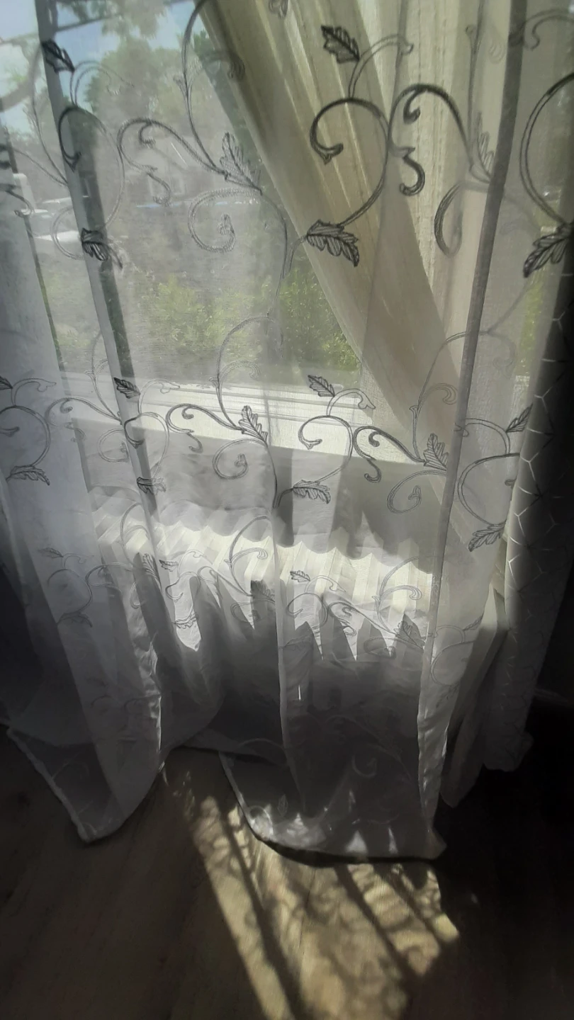Sheer Curtains with Scroll and Geometric Pattern - photo 3