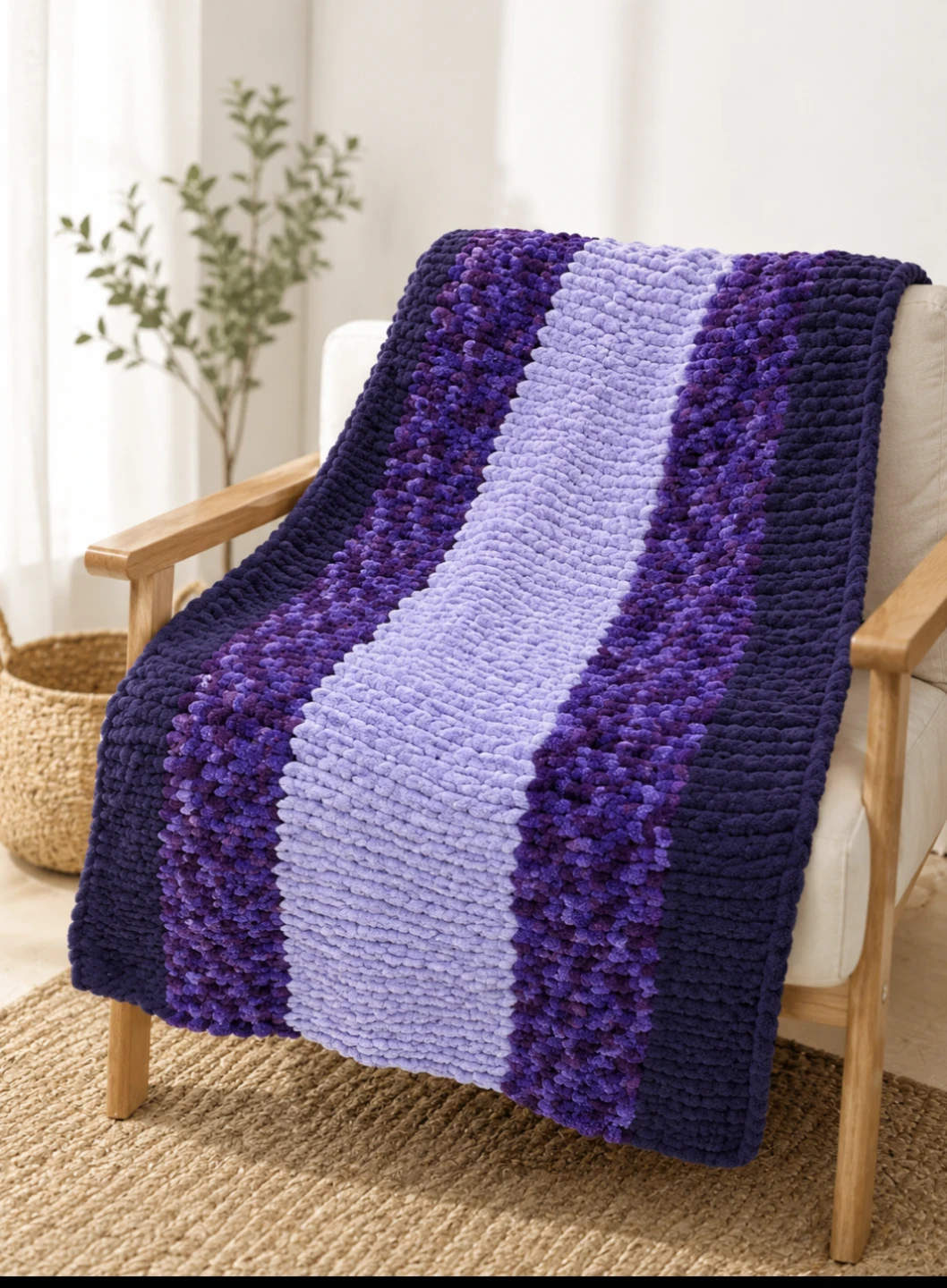 Handcrafteted Throw Blanket - Purple Ombre ( 60 X 45 Inches)