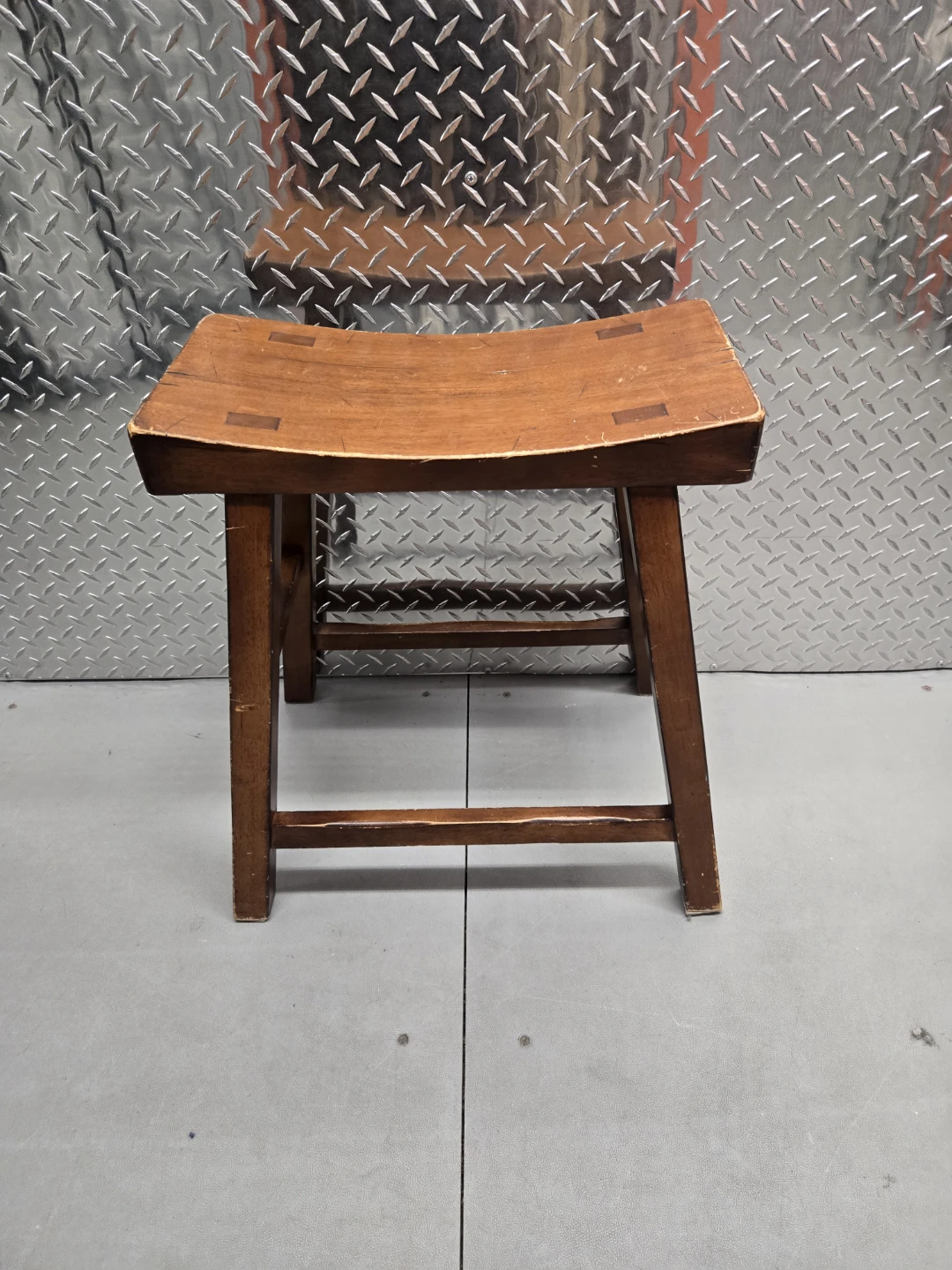 Solid Wood Curved Saddle Seat Accent Stool - 21" Height