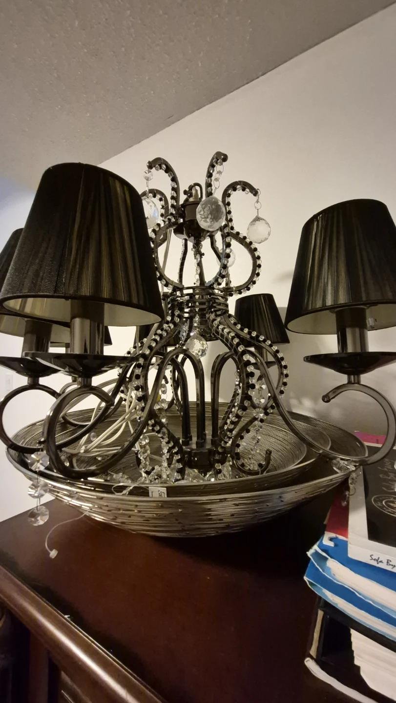 Chandelier with black shades and crystal accents - photo 2