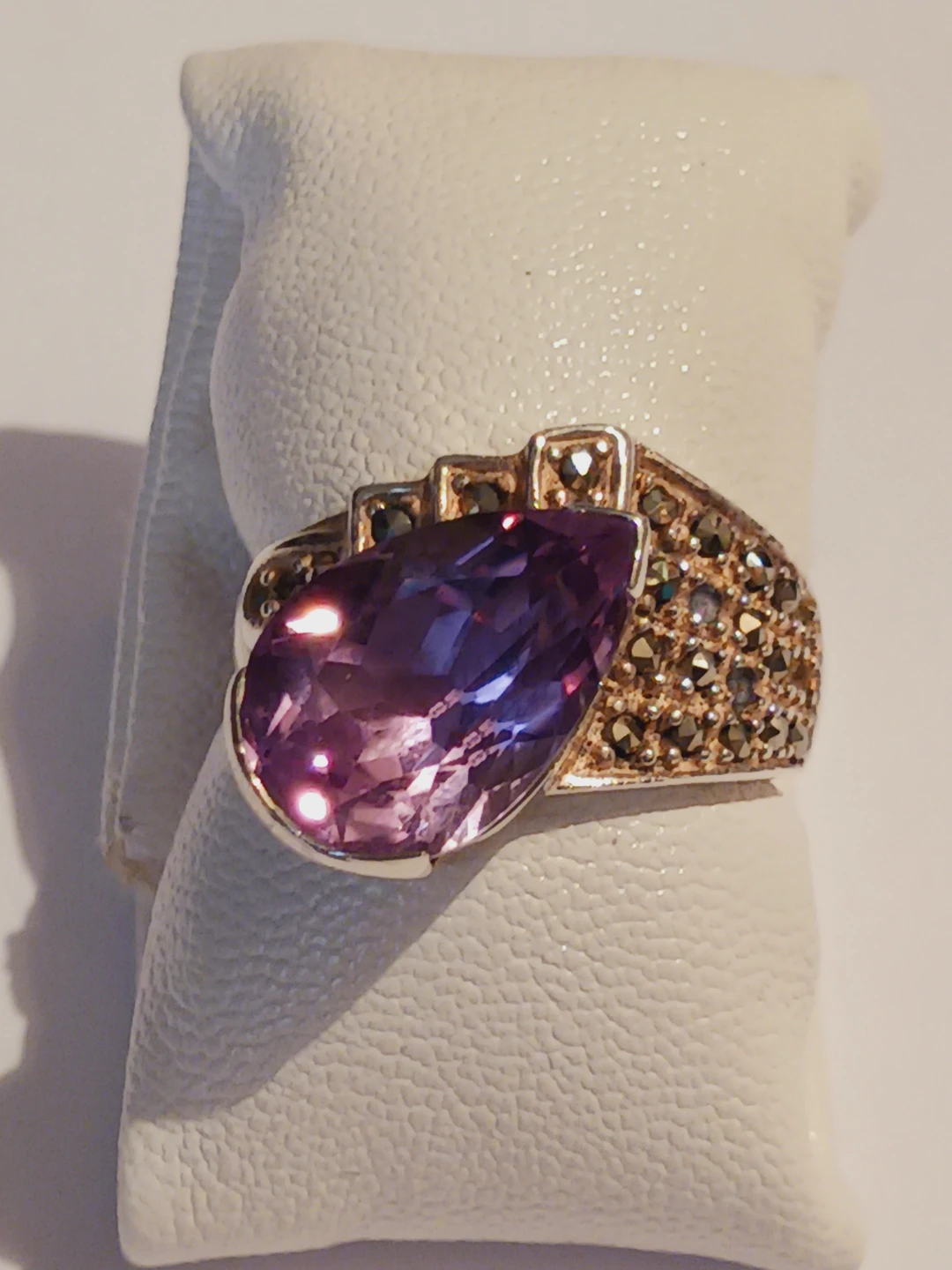 Stunning Sterling Silver 925 Pear Shaped Amethyst Ring. 7.5. - photo 4