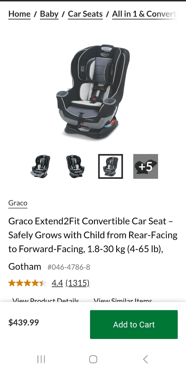 Graco Extend2Fit Convertible Car Seat Gotham