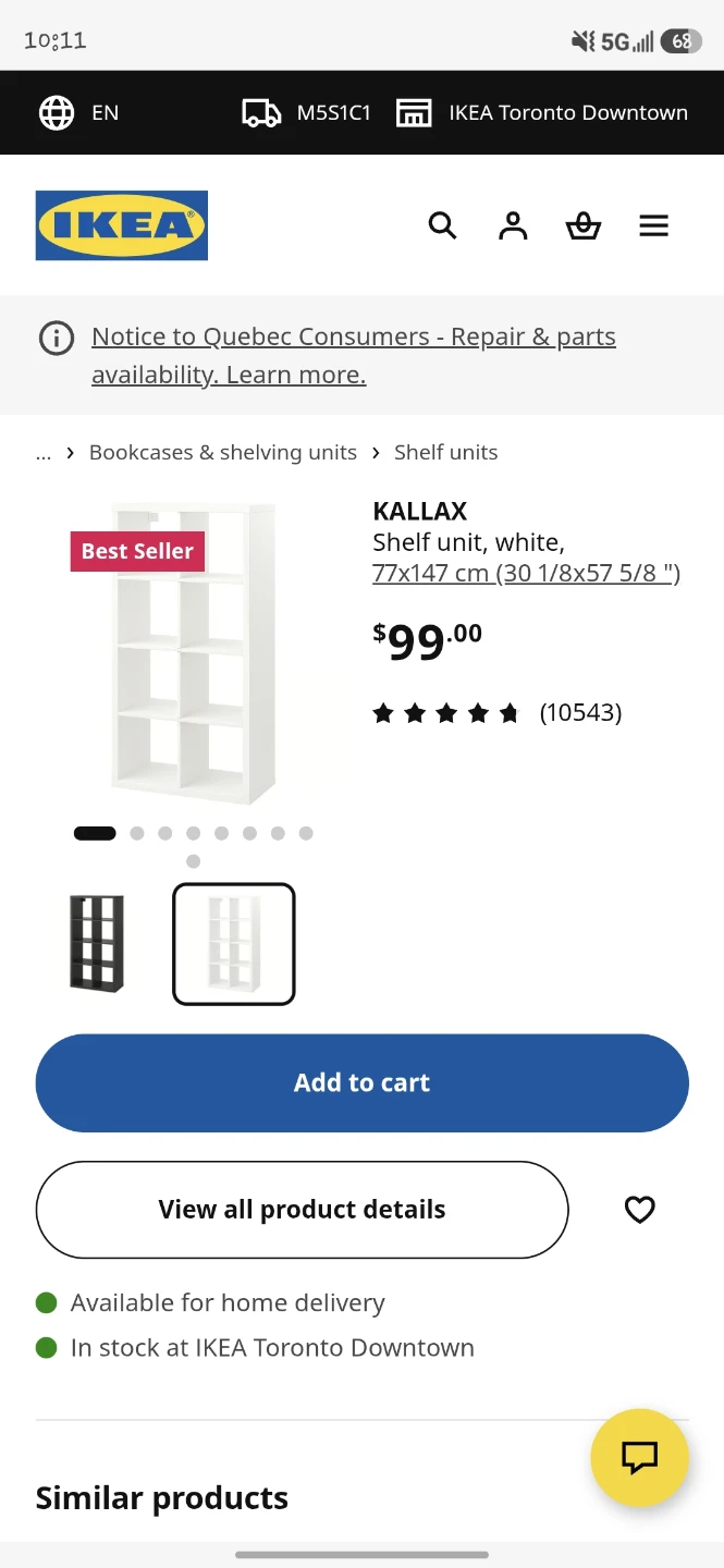 IKEA KALLAX Shelf Unit White 8 Cube