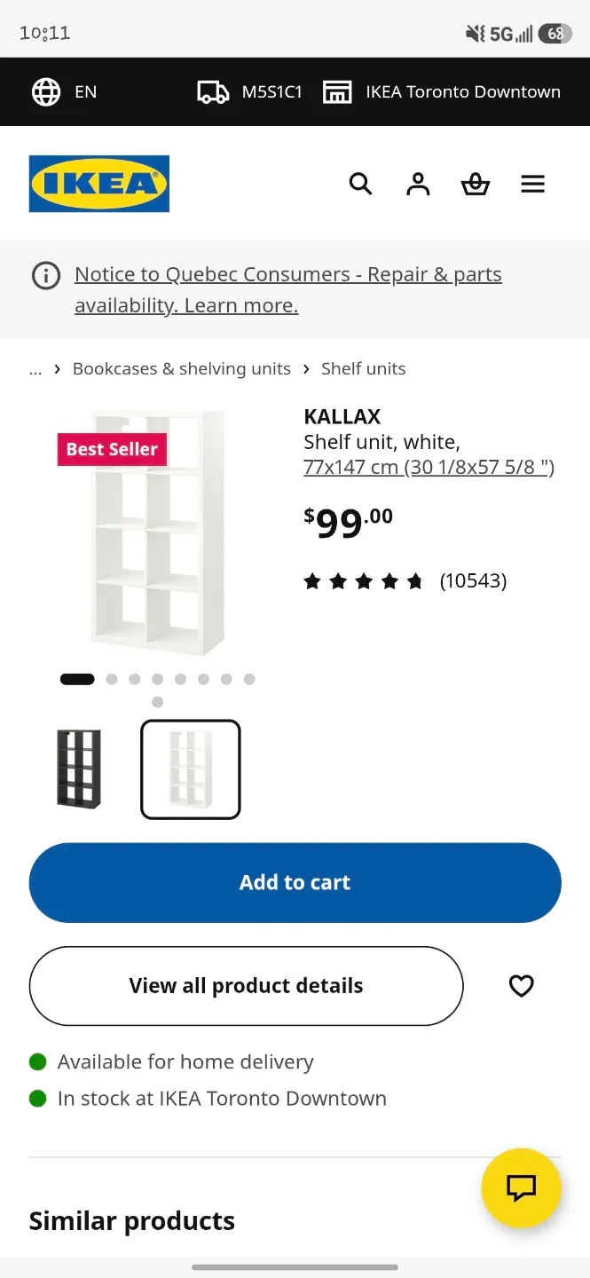IKEA KALLAX Shelf Unit White 8 Cube