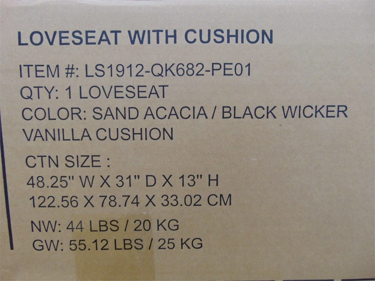 Outdoor Loveseat with Cushion - Sand Acacia/Black Wicker - photo 4
