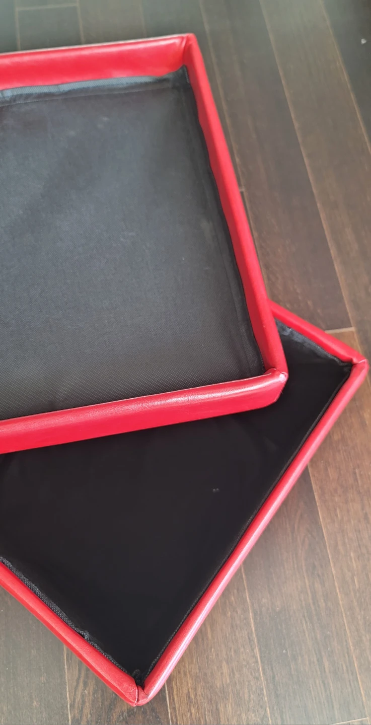 Red Leather Modern Pouf with Storage