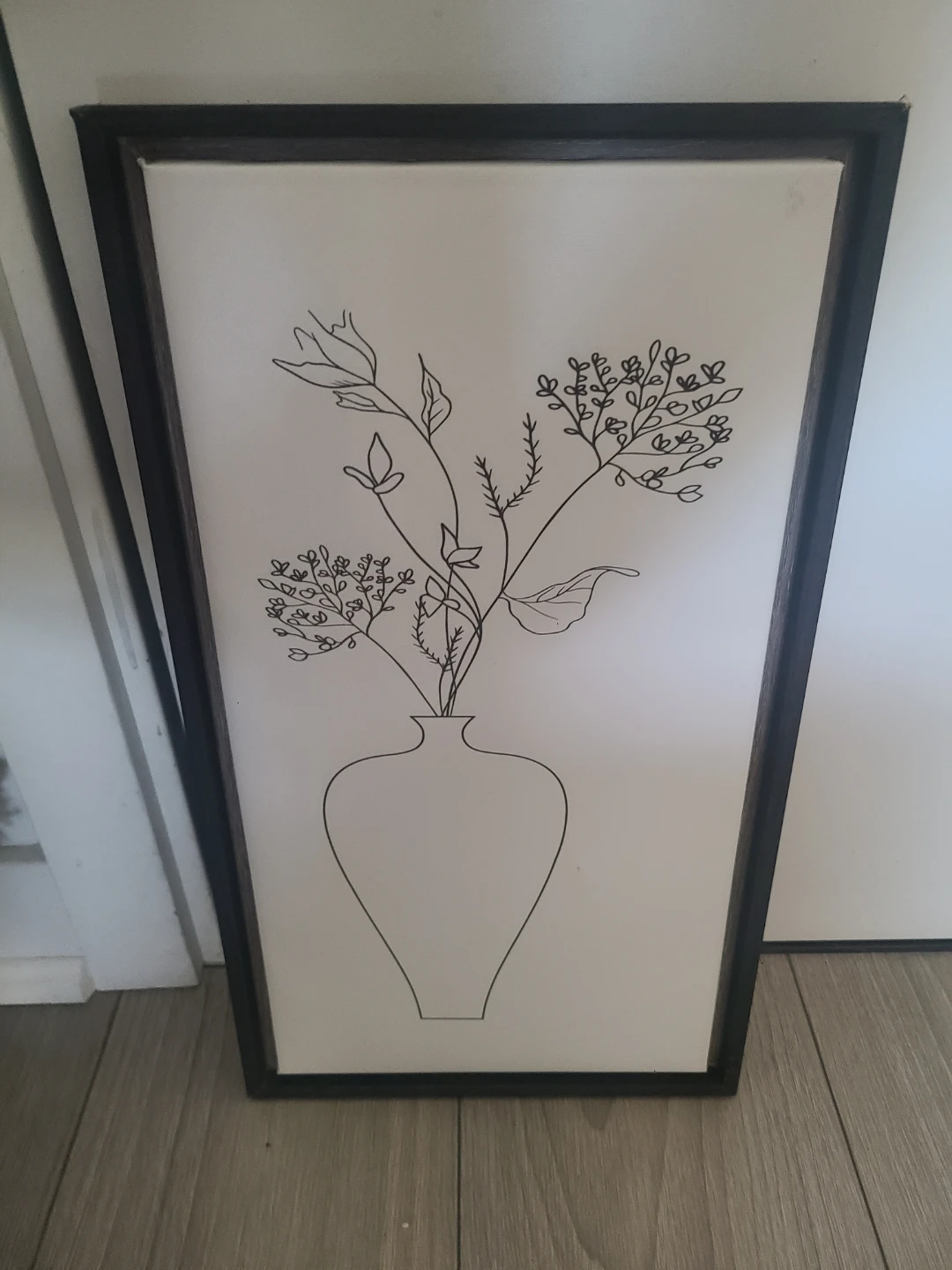 Framed Line Art Print - Vase with Flowers #free