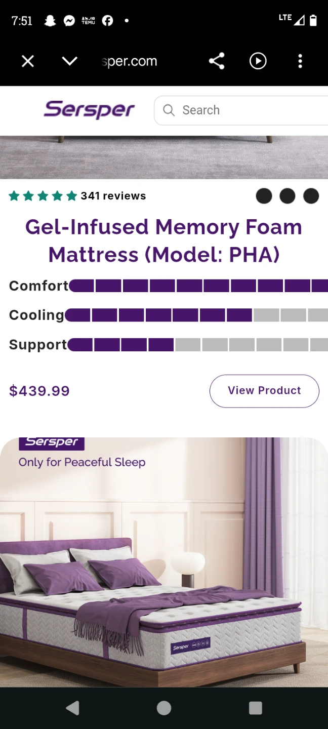 Sersper Gel-Infused Memory Foam Mattress (Model: PHA) - photo 3