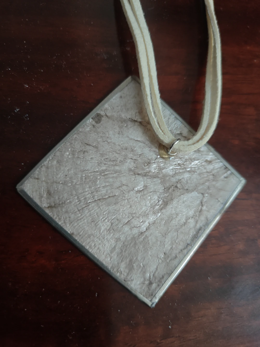 Square Pendant Necklace with Suede Cord - photo 2