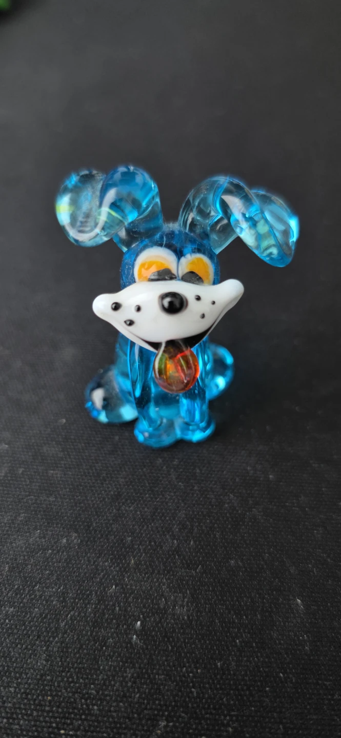 Blue Glass Dog Figurine