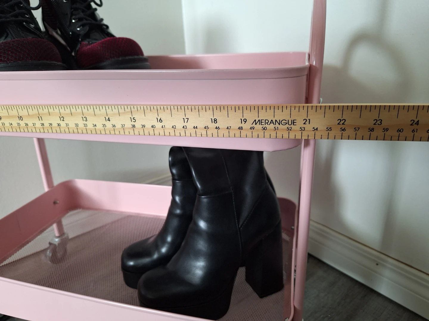 Pink Metal Rolling Cart with 2 Shelves - photo 2