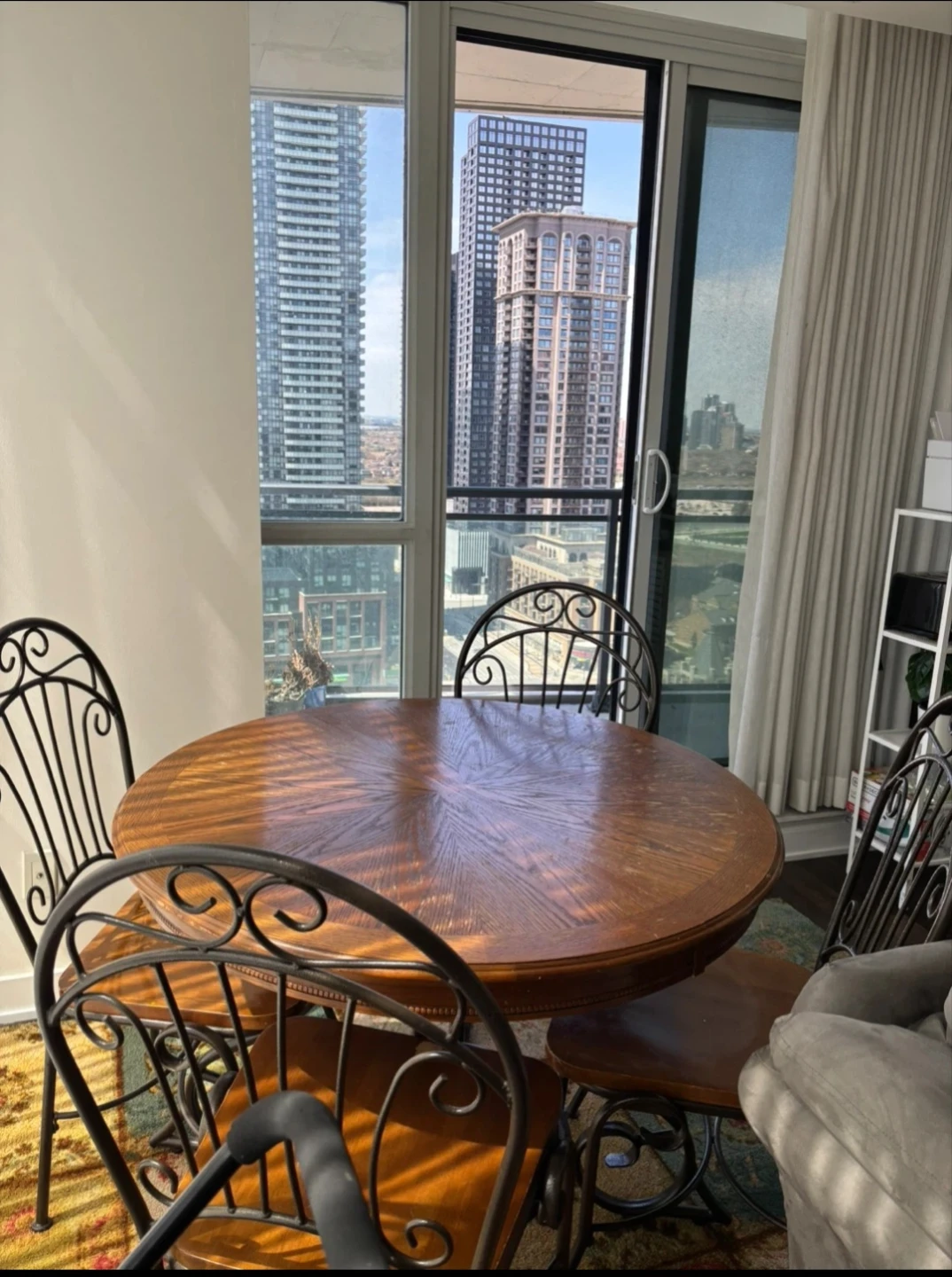 5-Piece Wood & Metal Round Dining Set