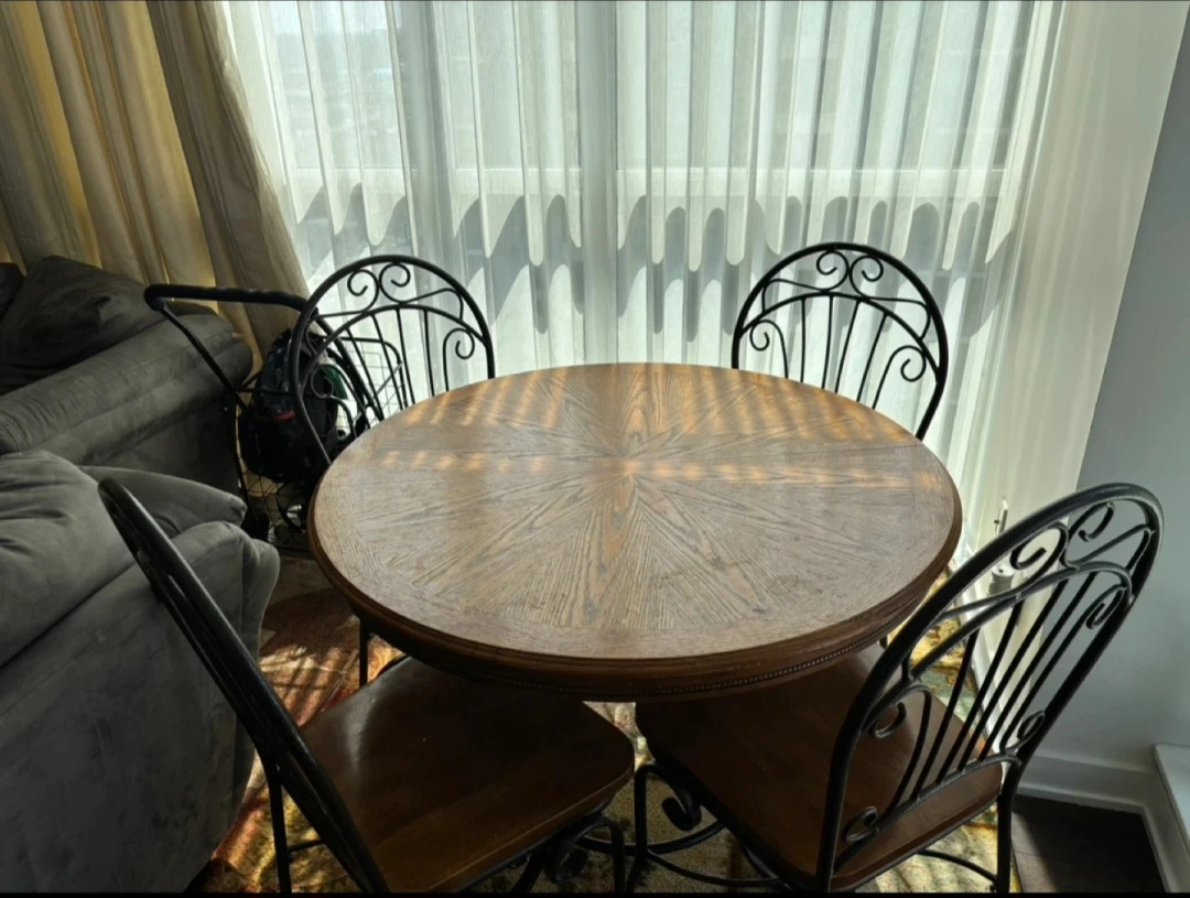 5-Piece Wood & Metal Round Dining Set - photo 2