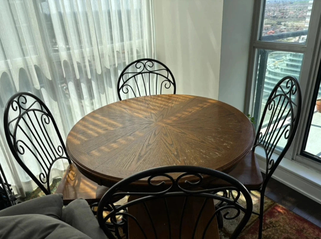 5-Piece Wood & Metal Round Dining Set - photo 4