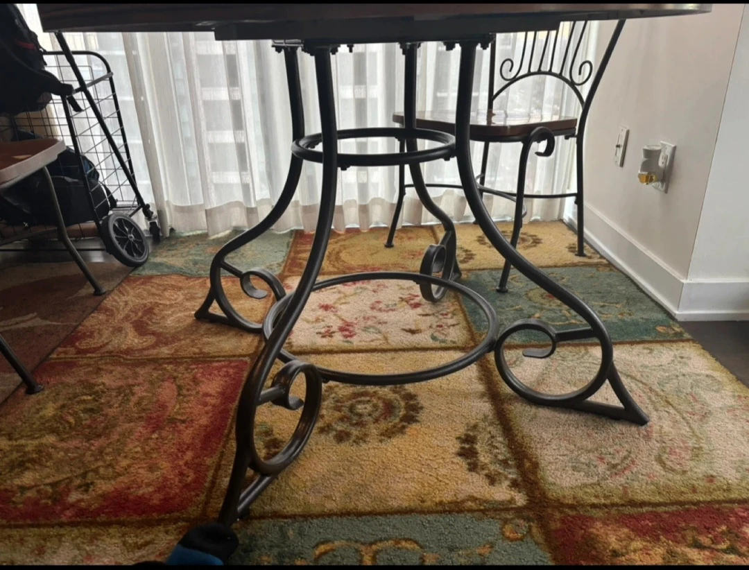 5-Piece Wood & Metal Round Dining Set - photo 5