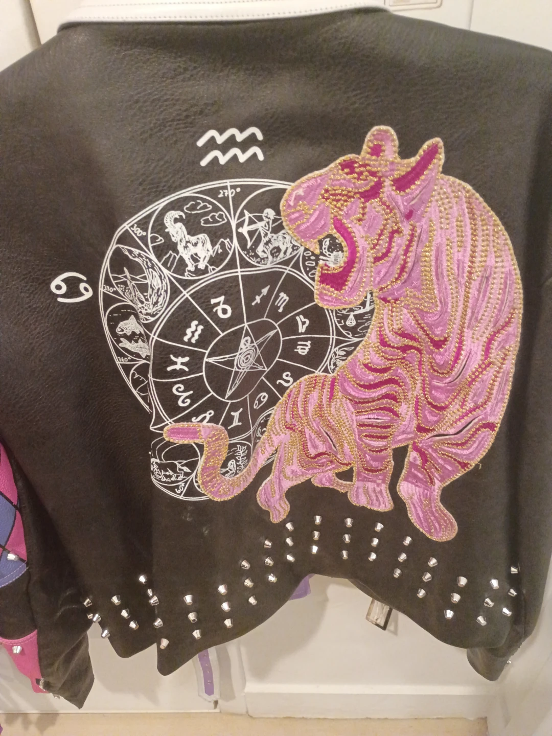 Azalea Wang Zodiac Tiger Studded Moto Jacket