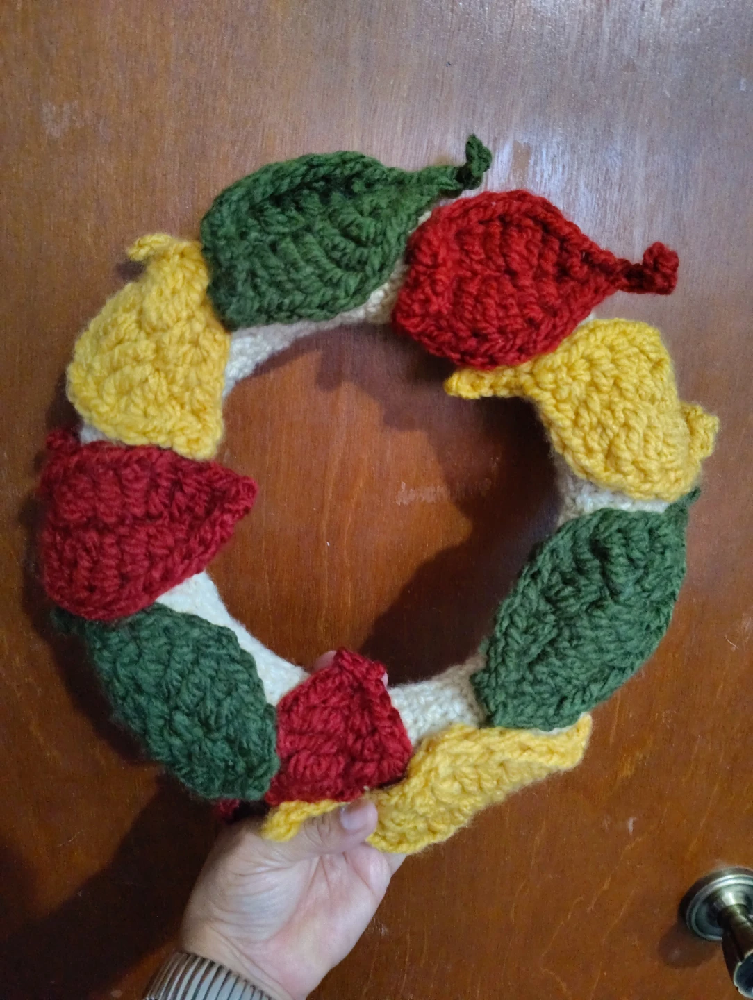 Handmade Crocheted Leaf Wreath