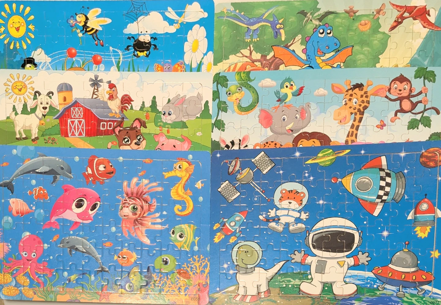 Set of 6 kids wooden puzzles