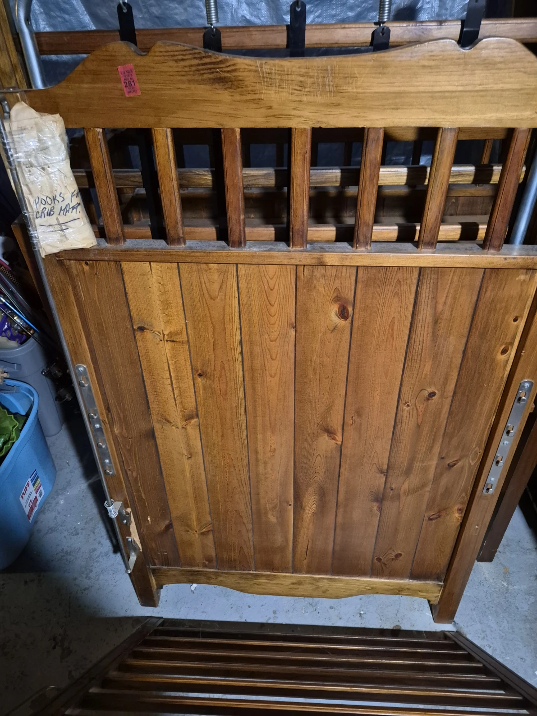 Vintage handmade Wooden Baby Crib with Changing Station