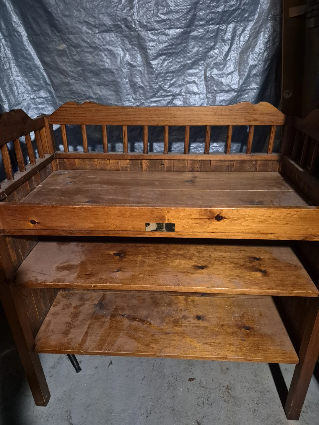 Vintage handmade Wooden Baby Crib with Changing Station - photo 4