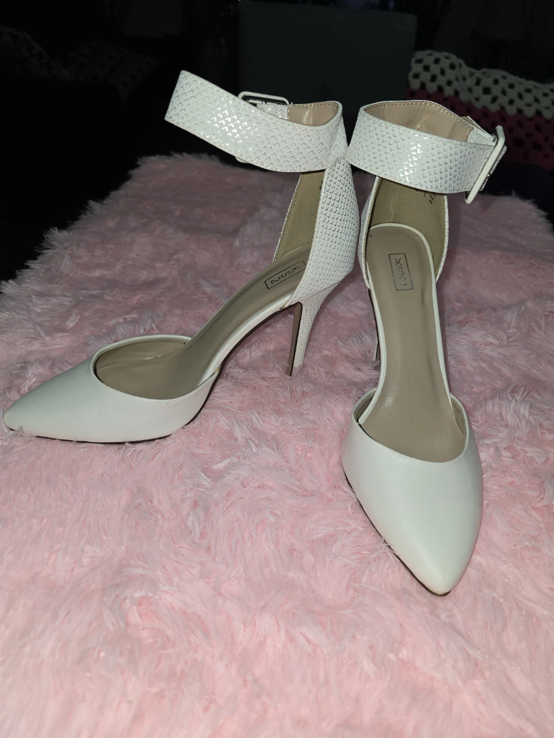 White Ankle Strap Heels - photo 3