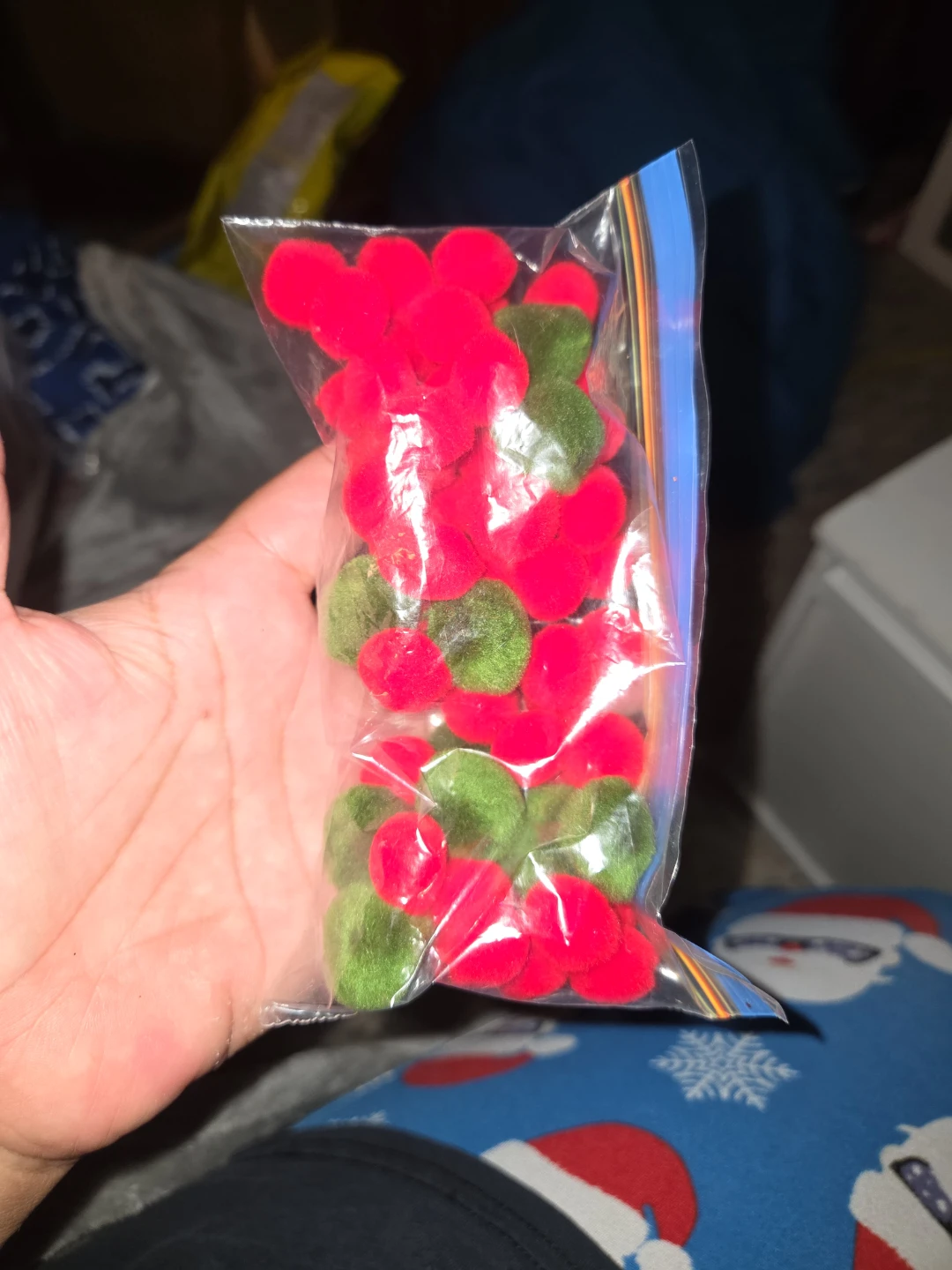 Red and Green Pom Poms