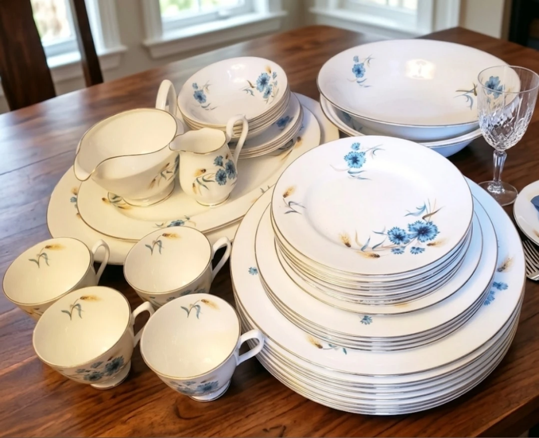 Vintage 1950s Royal Albert Bone China Set - Cornflower Pattern