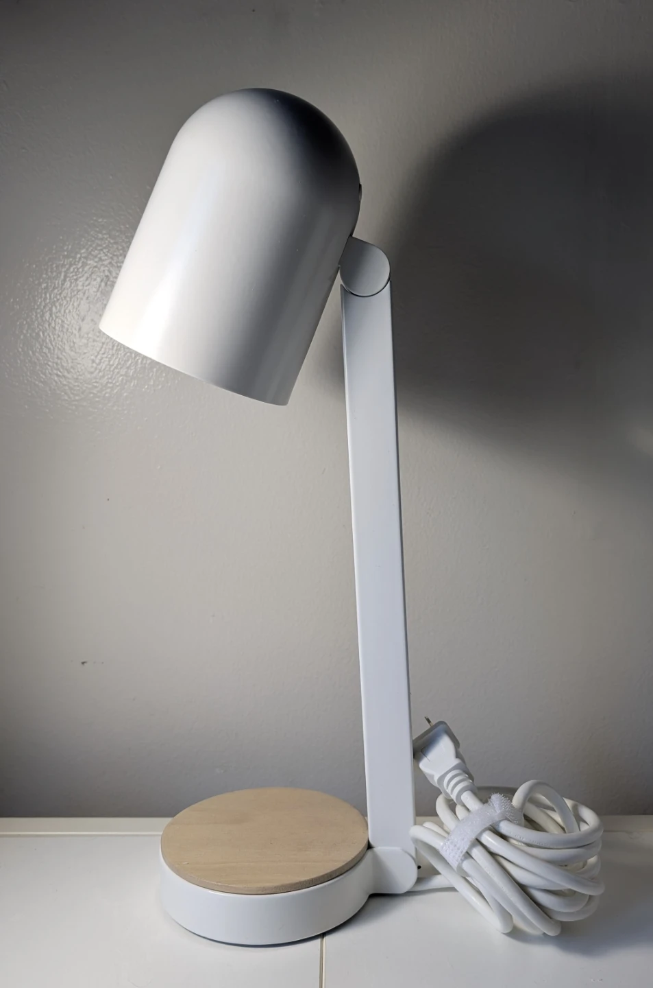 White IKEA Desk Lamp with Wood Base