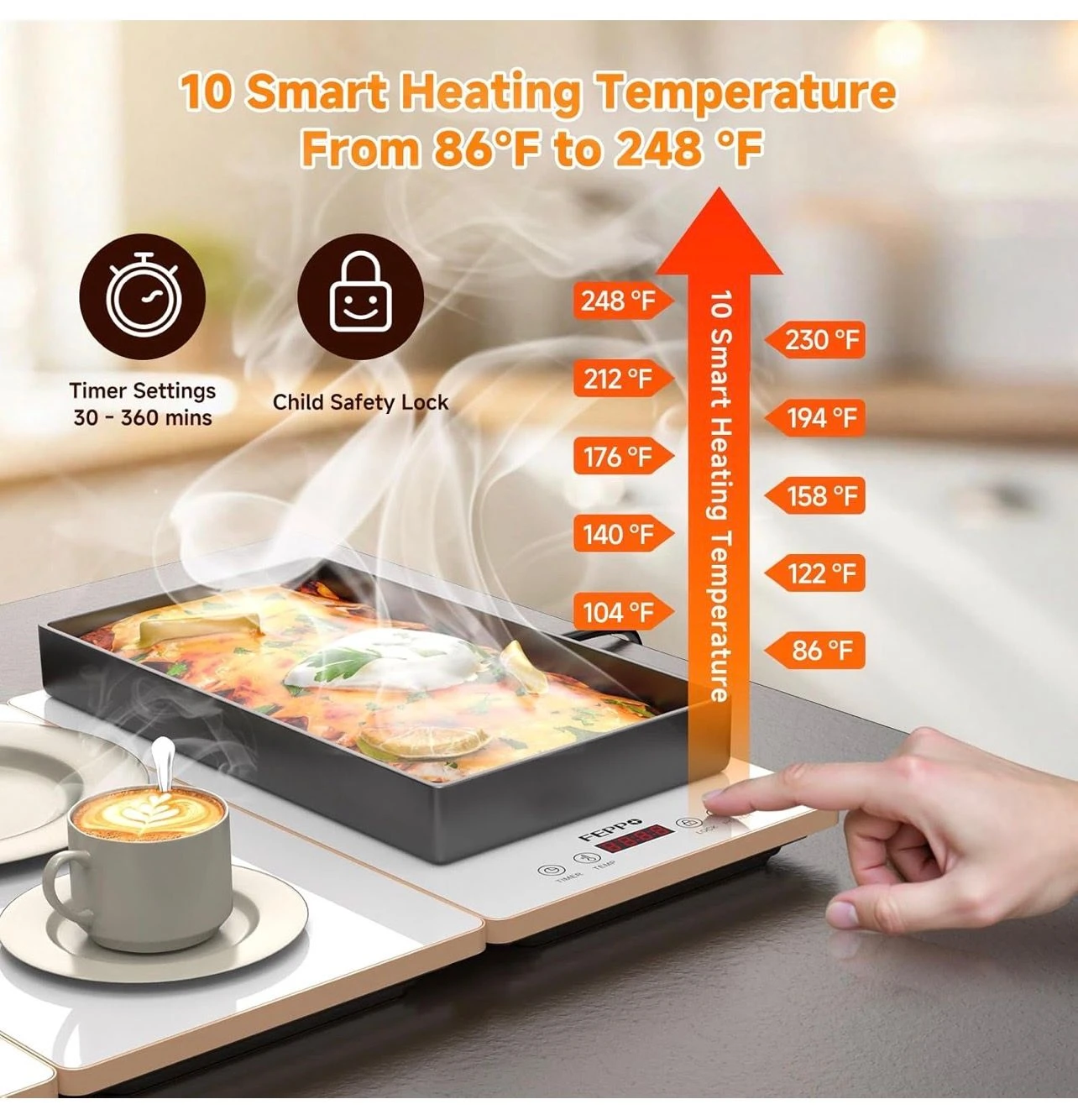 FEPO Electric Food Warmers Buffet Server 4 Panels 33"