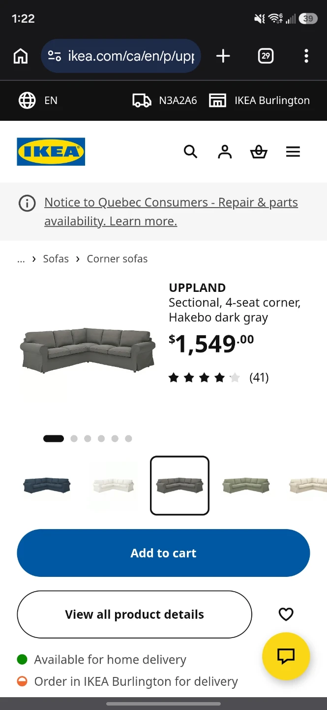 IKEA UPPLAND Sectional Corner Sofa - photo 4