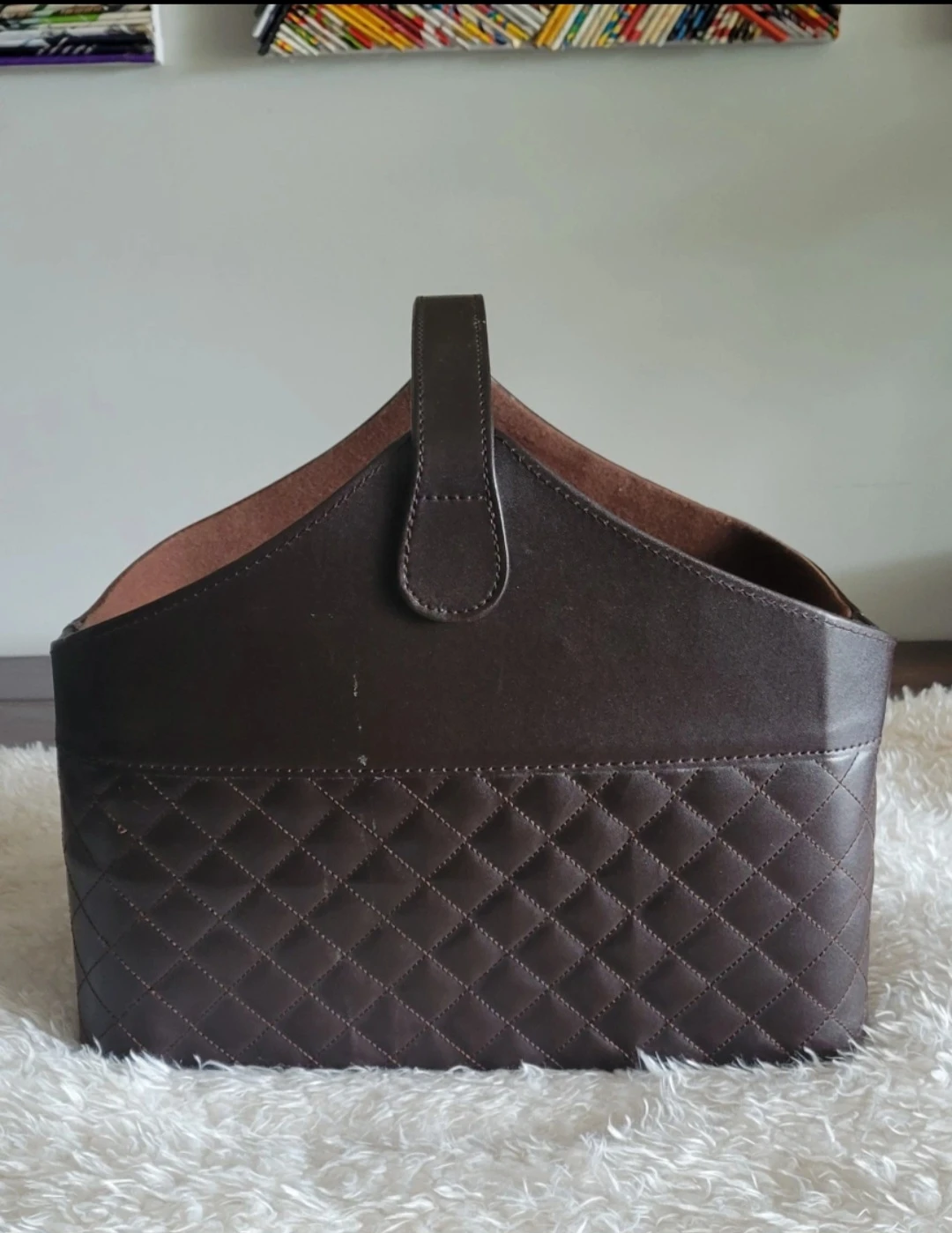 ⚽ Brown Faux Leather Magazine Holder - photo 2