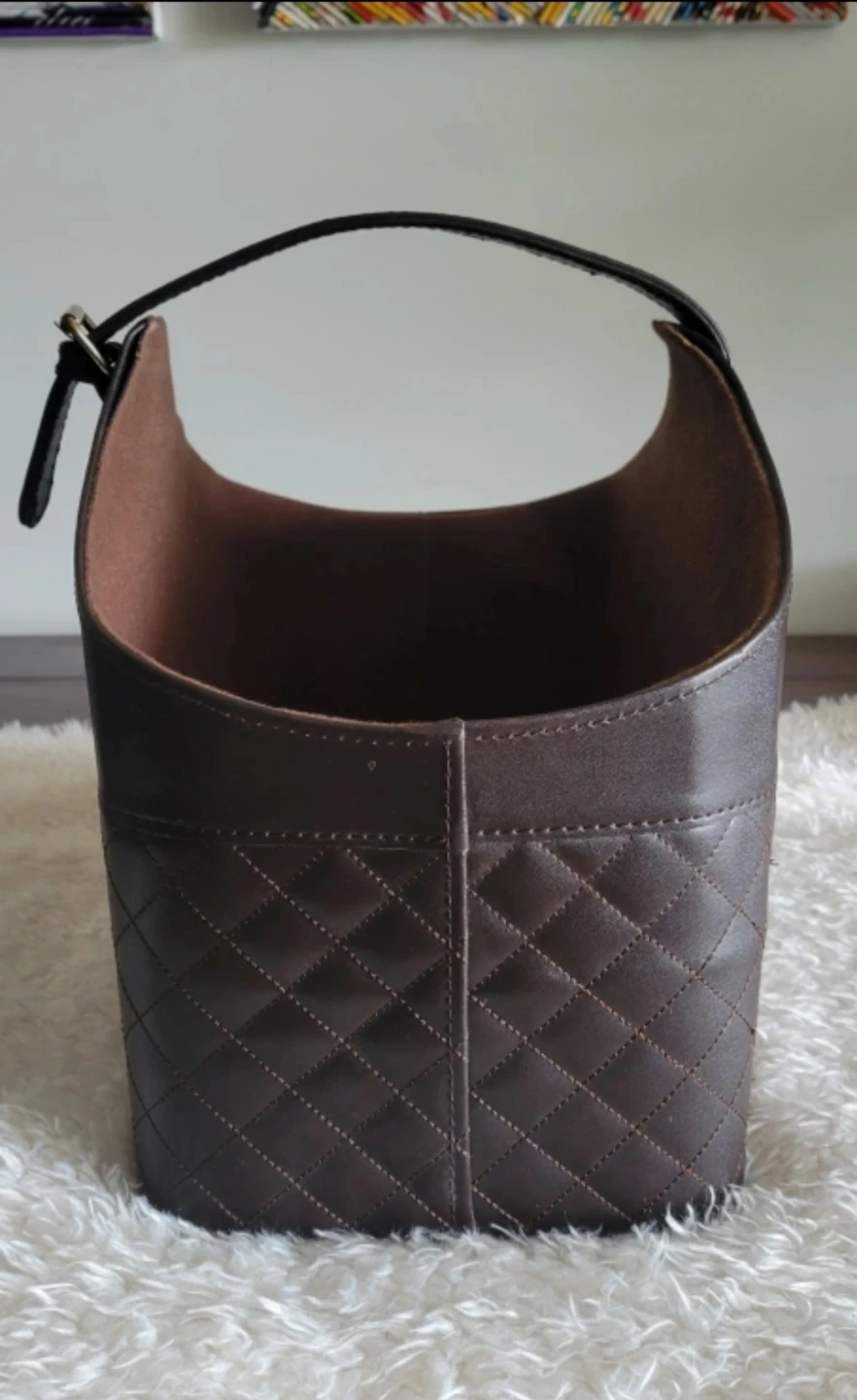⚽ Brown Faux Leather Magazine Holder - photo 4