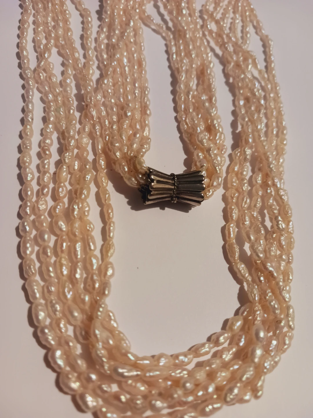 Sterling Silver 925 Genuine Freshwater Rice Pearl Necklace