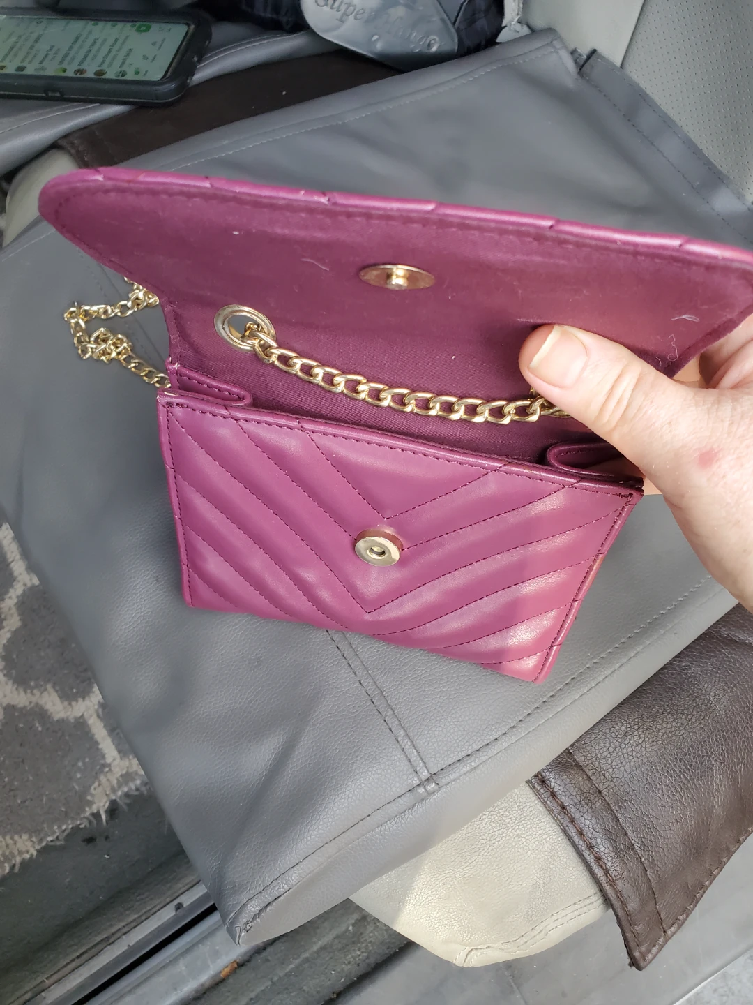 Quilted Chevron Crossbody Bag with Gold Chain - photo 2