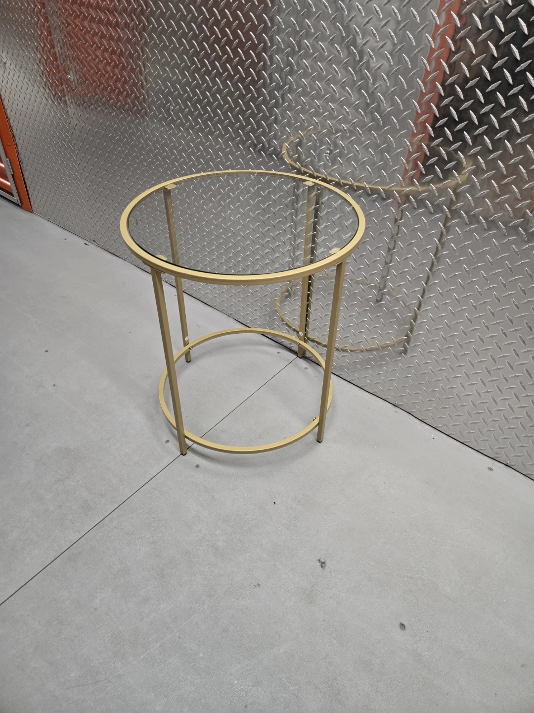 Modern Gold Round End Table - Clear Tempered Glass Top - photo 3