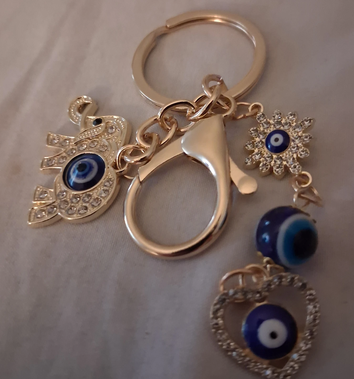 Gold Evil Eye Elephant Keychain