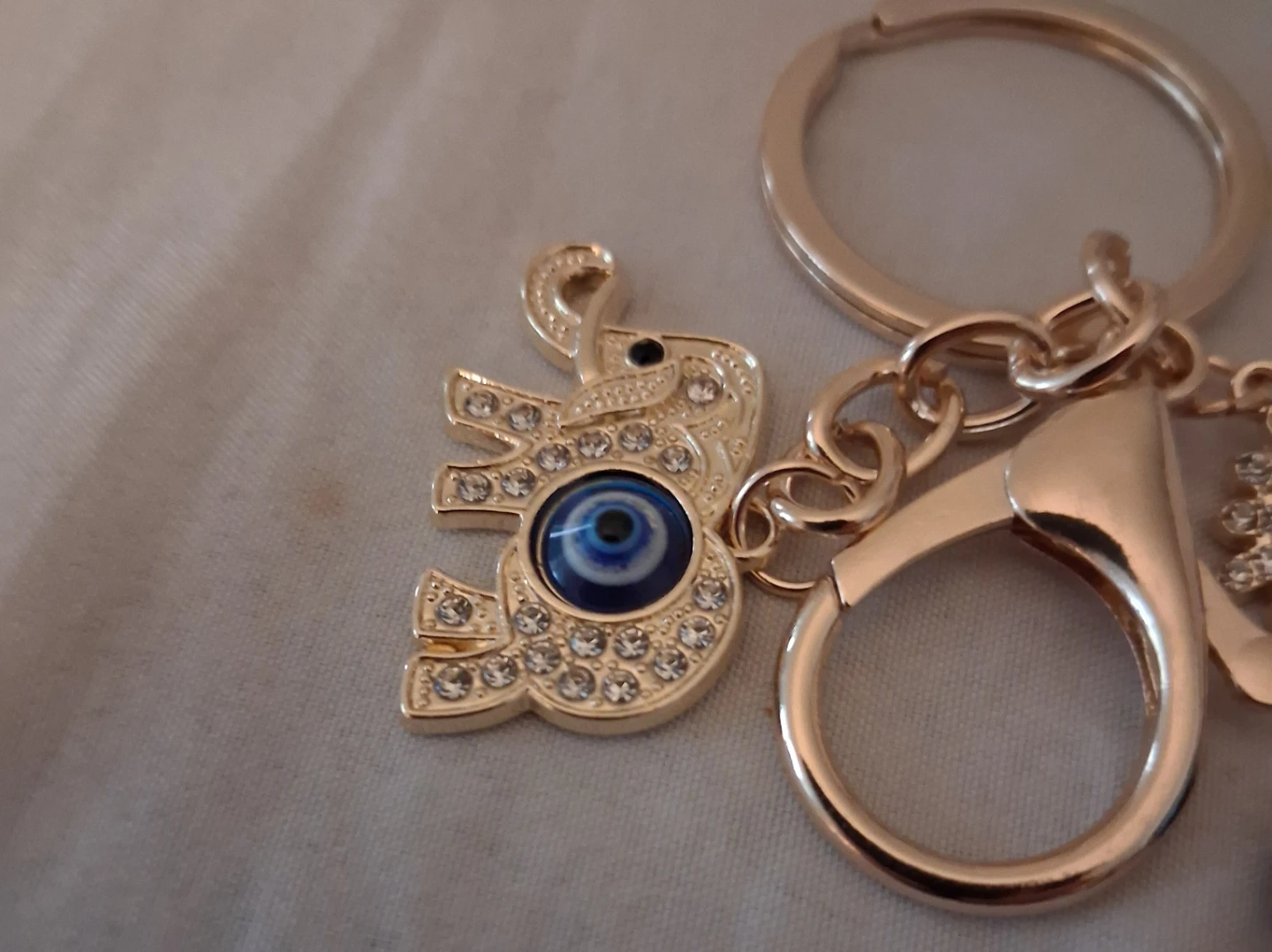 Gold Evil Eye Elephant Keychain - photo 2