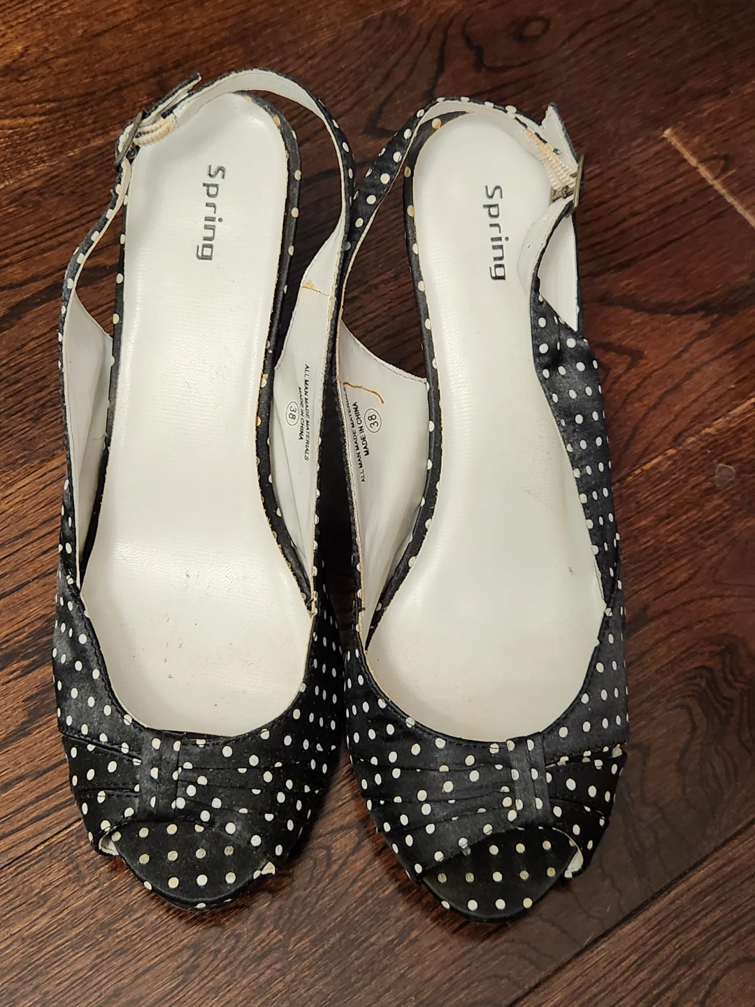 Spring Polka Dot Slingback Heels Size 38