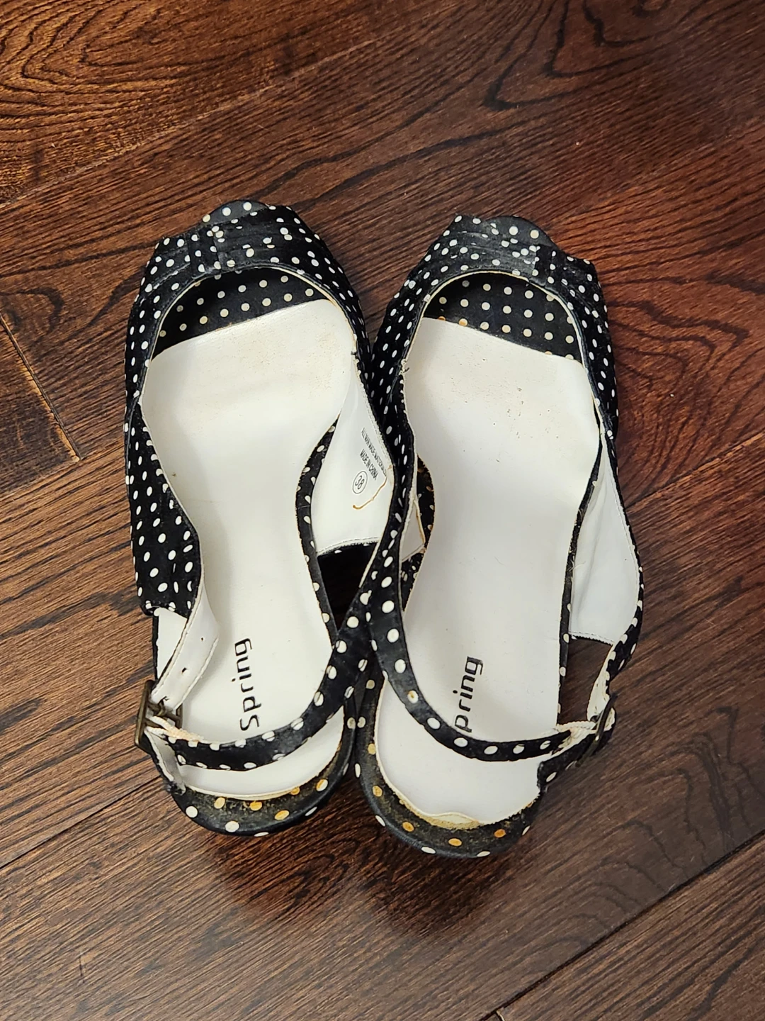 Spring Polka Dot Slingback Heels Size 38 - photo 2