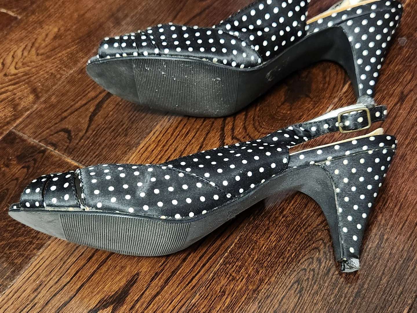 Spring Polka Dot Slingback Heels Size 38 - photo 3