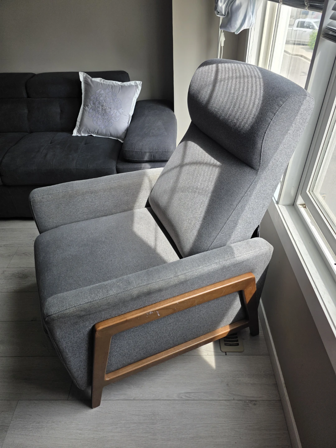 Grey Fabric Recliner Chair - photo 2