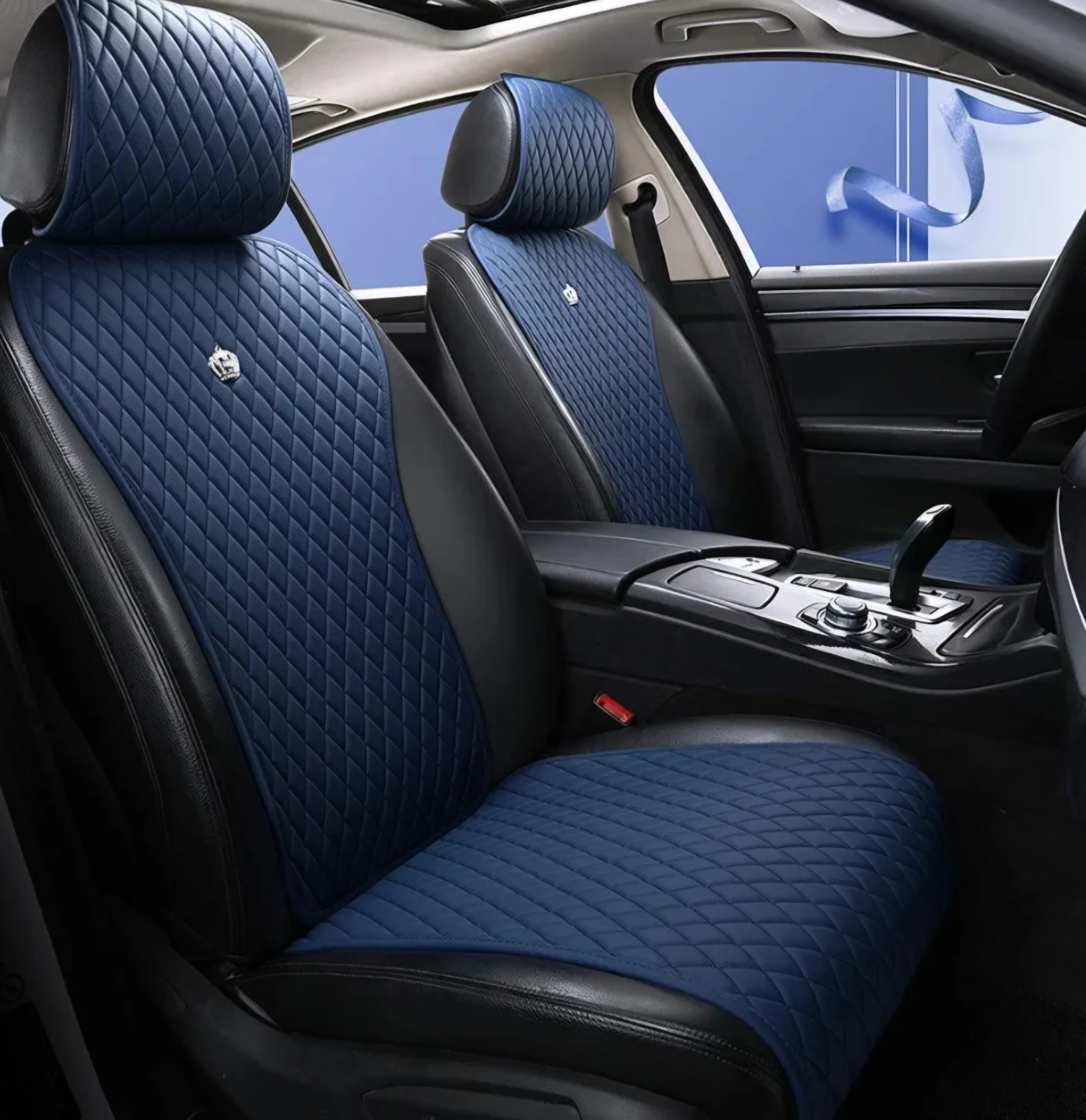 Red rain  Blue Diamond Quilted Car Seat Covers