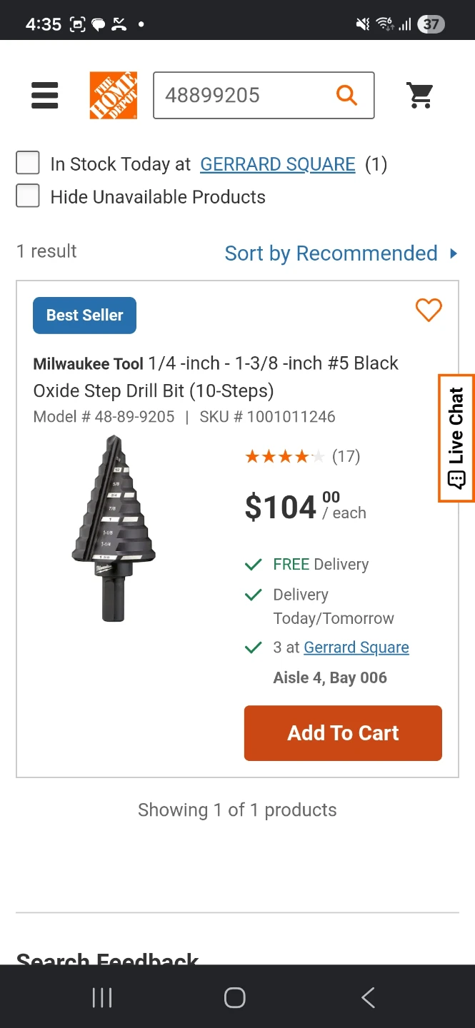 Milwaukee Tool 1/4-inch - 1-3/8-inch #5 Step Drill Bit