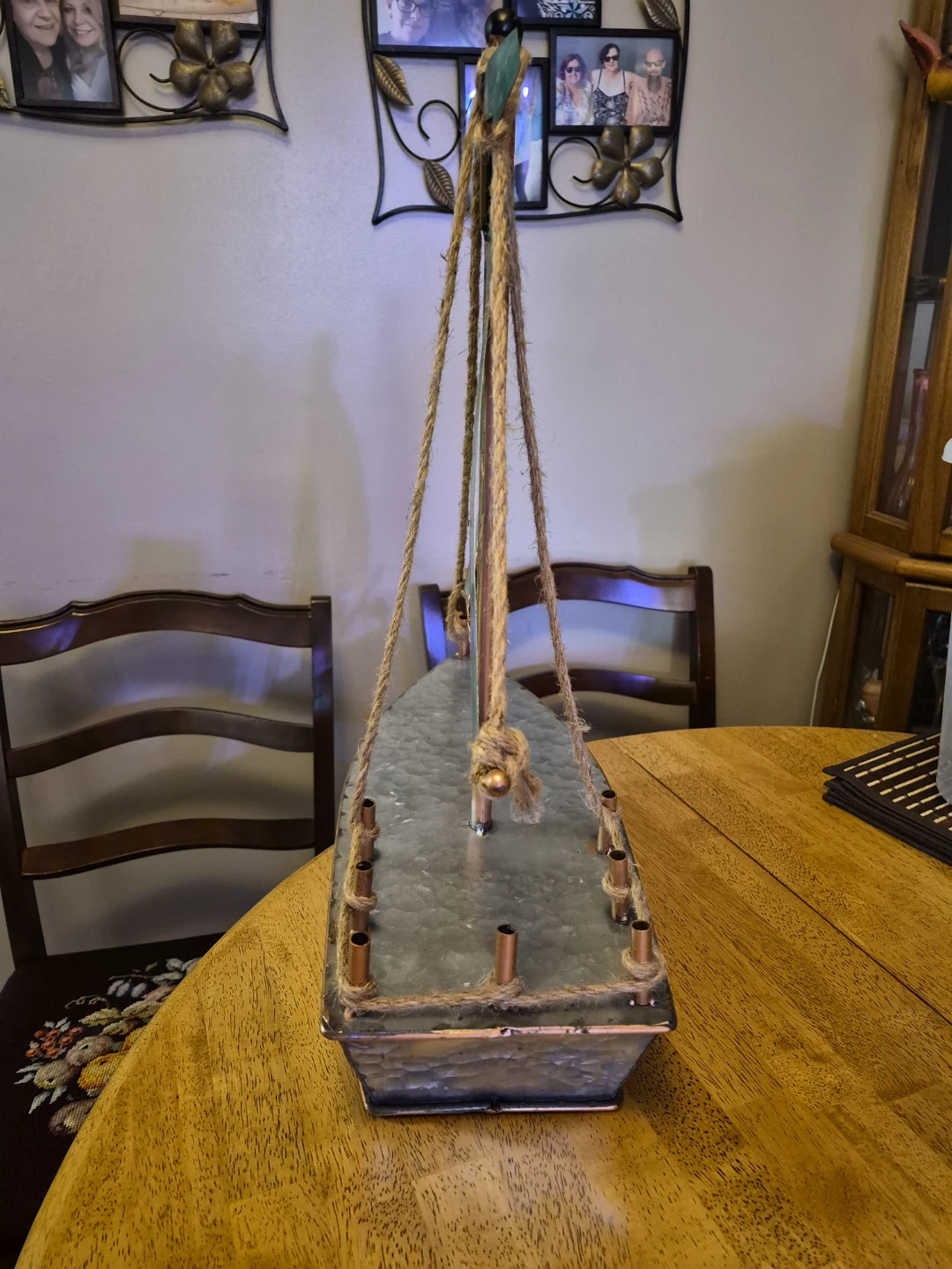 Awesome Sagebrook Grey Teal Metal & Copper Sailboat - photo 5