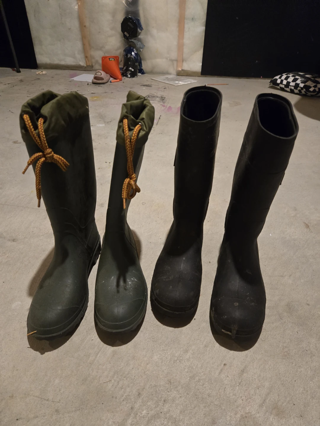 Rubber Boots - Pair of Green, Pair of Black steato