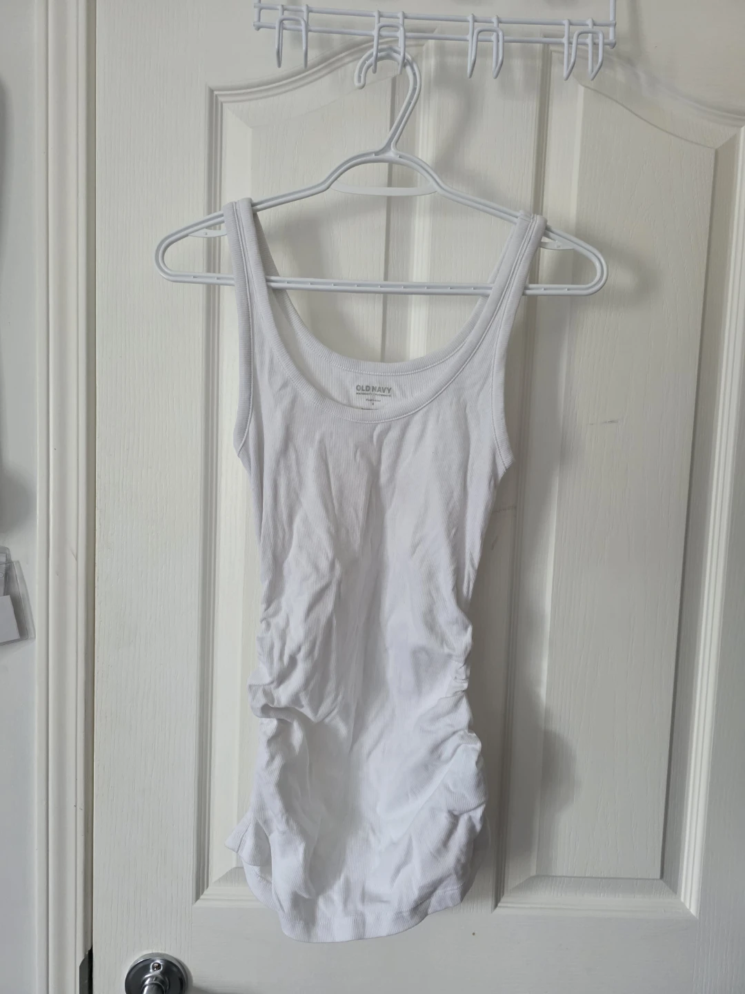 Old Navy White Ruched Tank Top