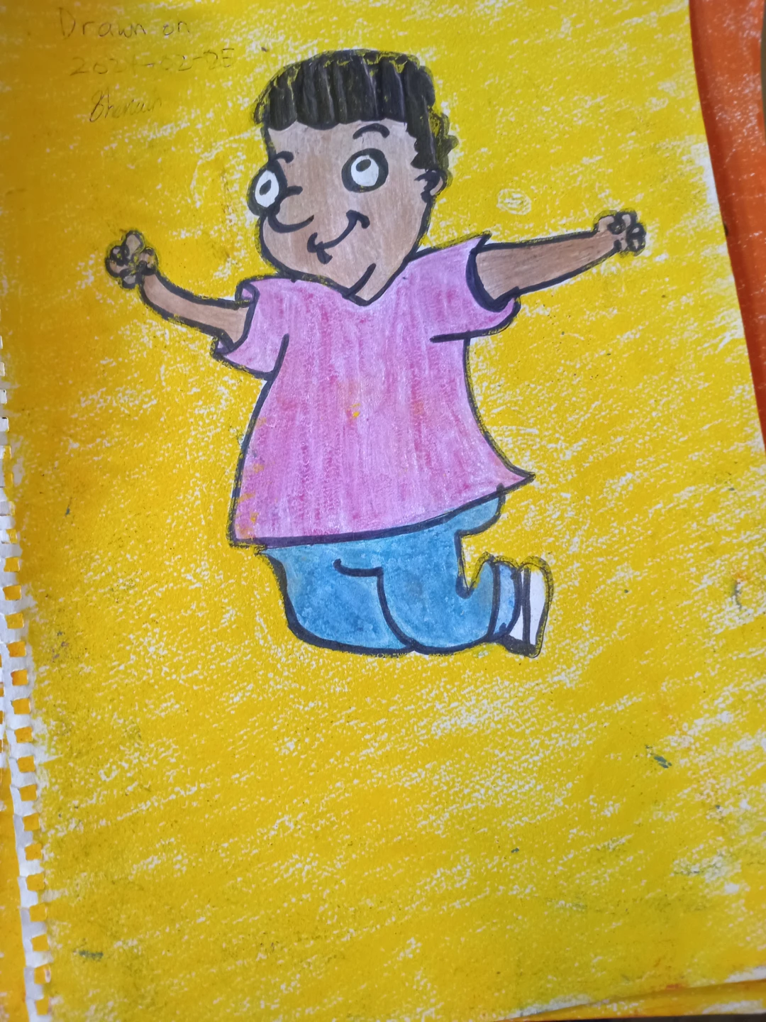 YELLOW BACKGROUND: PINK SHIRT AND BLUE JEANS DRAWING - photo 4
