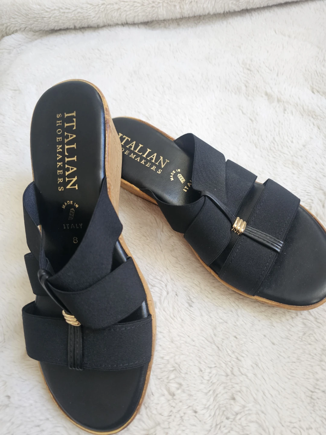 Italian Shoemakers Black Wedge Sandals Size 8 - photo 2