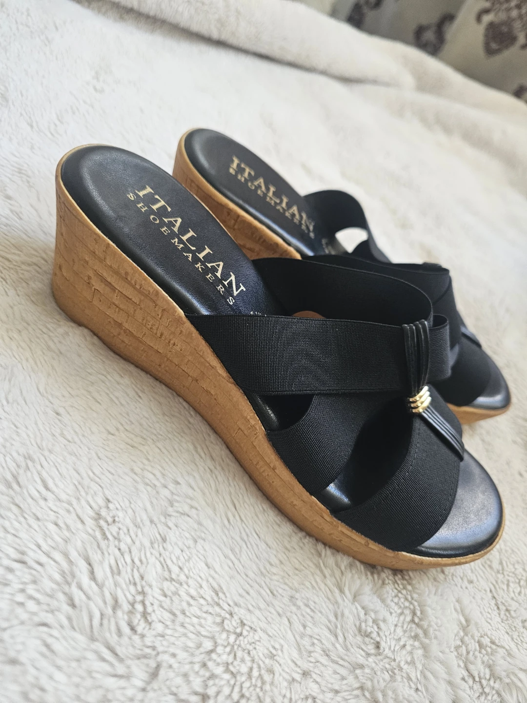 Italian Shoemakers Black Wedge Sandals Size 8 - photo 3
